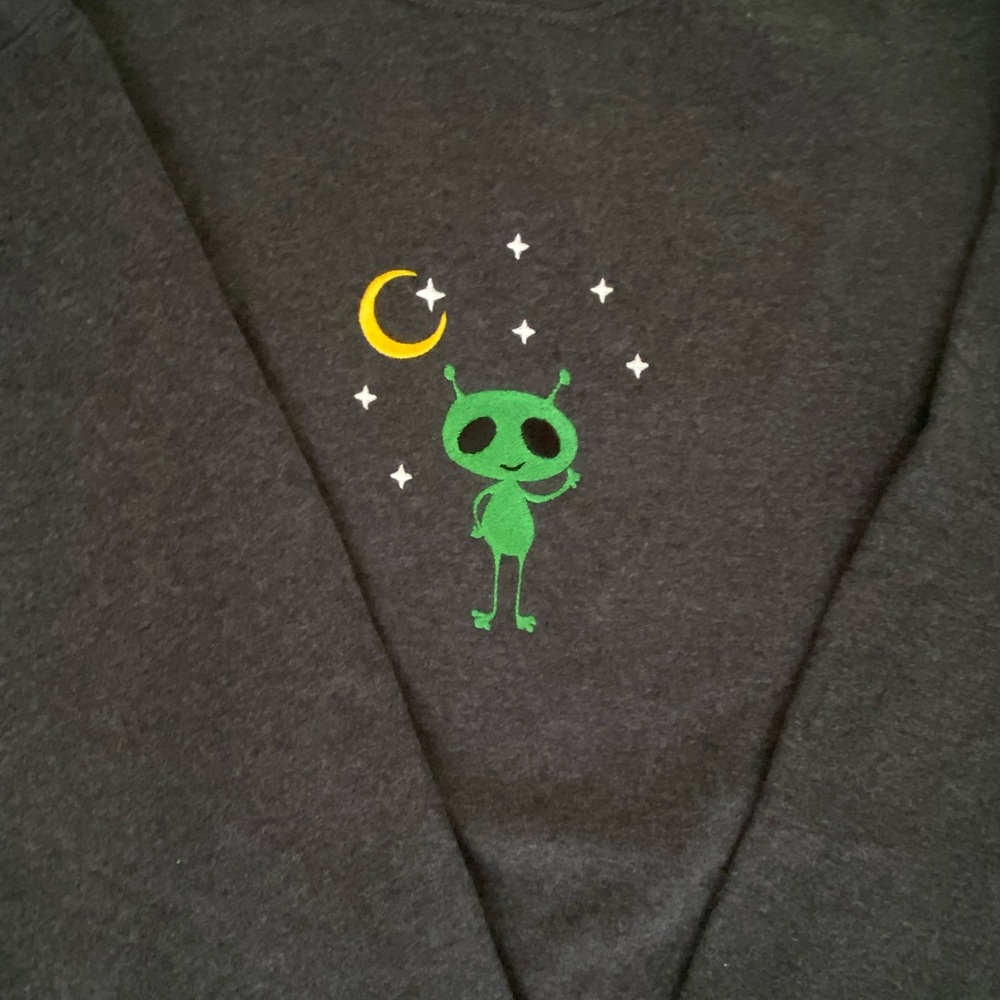 Adorable alien Embroidered Sweatshirt